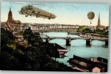 W6000 Frankfurt am Main Luftschiff + Ballon über der Stadt Ballon