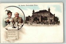 W6500 Mainz a Rhein Verlag Karl Stücker Schützenliesel Bier Schützenfest 1900 Lithographie / Künstlerkarte