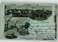 19309 O2805 Lenzen Elbe 1899 Lithographie Burg Stumpfer Turm Kirche Mondschein
