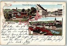 84367 W8342 Tann , Niederbay 1901 Gebrauchsspuren Lithographie Marktplatz Dorfstraße