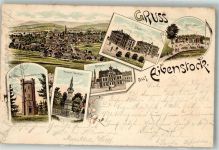 08309 O9405 Eibenstock 1897 Lithographie Aussichtsturm Kriegerdenkmal Schule Bühlhalle Rathaus