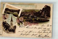 07927 O6553 Hirschberg , Saale 1898 Lithographie Waldlust Dorfkirche Schloss Verlag Ottmar Zieher-München
