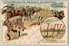 Satire durchgehend Esel, die Ursache der englischen Niederlage Buren 1899 Lithographie / Künstlerkarte