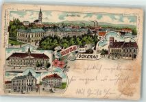 2000 Stockerau Gebrauchsspuren Rathaus Schlössl Postgebäude Convict Lithographie