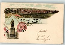 55232 W6508 Alzey Lithographie Germania-Denkmal