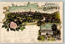 35305 W6310 Grünberg , Hess 1899 Lithographie Gasthaus Neumühle Rose