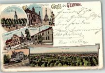39307 O3280 Genthin 1898 Lithographie Bahnhof Amtsgericht Landratsamt Marktplatz Kais. Post