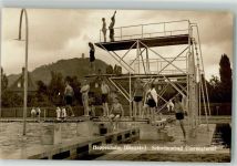 64646 W6148 Heppenheim Bergstraße Privatfoto AK Schwimmbad Sprungturm