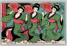 W8000 München Japan Sommerfest Tanz sign. Ernst Ostermann Lithographie Kunstgeschichte München 1906 BOAKC