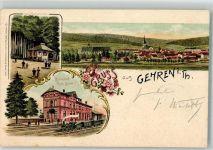 98708 O6301 Gehren , Thür 1901 Lithographie Bahnhof Rob. Schmidt Karl-Marien-Höh