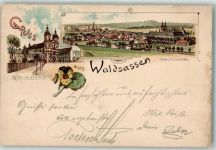 95652 W8595 Waldsassen 1907 Lithographie Kirche Pfarrhaus Primeln