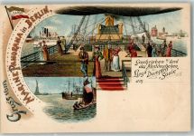 Dampfer Saale Gruss vom Marine Panorama Berlin Norddeutscher Lloyd 1899 Lithographie / Künstlerkarte