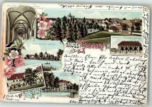 29574 W3112 Ebstorf 1897 Lithographie Klosterhof Kreuzgang Hotel Altes Forsthaus Ackerbauschule