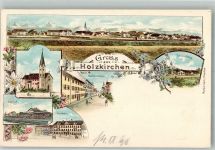 83607 W8150 Holzkirchen , Oberbay 1898 Lithographie Bahnhofstrasse Bahnhof Gasthaus Oberbräu Taubenberg