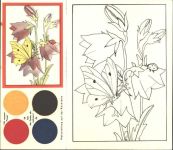 AK zum Ausmahlen ; Schmetterling, Marienkäfer und Blumen Schmetterling