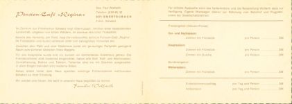 91286 W8571 Obertrubach KEINE AK Pension Cafe Regina Innen-und Aussenansicht Klappkarte