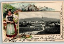83317 W8221 Teisendorf 1903 Prägedruck Teisenberg Bauernmädchen Almhütte Serie V