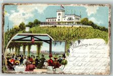 01445 O8122 Radebeul 1899 Lithographie Gasthaus Friedensburg Veranda