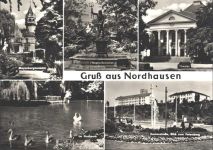 99734 O5500 Nordhausen , Thür 1975 Überformat Neptunbrunnen Theater Rautenstr. KEINE AK, 21x14,5 cm