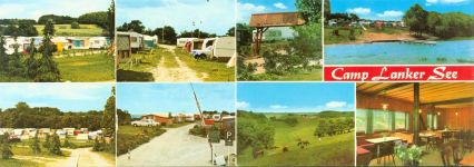 24211 W2308 Preetz , Holst KEINE AK Campingplatz Lanker See Innen- und Aussenansicht Klappkarte