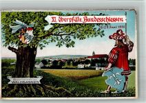 W8595 Waldsassen XI Oberpfälzisches Schießen , Wappen Schützenfest 1910 BOAKC