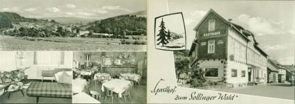 37586 W3354 Lauenberg KEINE AK Gasthaus Pension zum Sollinger Wald Innen-und Aussenansicht Klappkarte