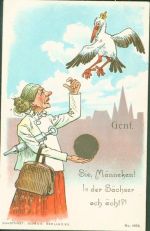 Genève Genf Storch 5 Rappen Imitat Münze auf AK