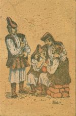 Spanische Sänger Korkkarte AK aus Kork