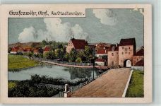92655 W8484 Grafenwöhr Gebrauchsspuren Am Stadtweiher Tor E. Felle Künstlerkarte