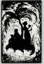 Silhouetten Buch lesen Künstlerkarte