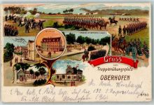 67160 Oberhoffen-les-Wissembourg Oberhofen 1916 Lithographie Truppenübungsplatz Hotel Hirsch Baracken Wache u. Post Geschütze