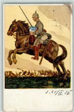 WK I Kavallerie AK Werbung Bahlsen Keks 1915 Gebrauchsspuren