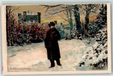 W8959 Hohenschwangau Spaziergang im Winter Zieher, Ottmar Künstlerkarte Nr. 1147 sign. Bergen , Fritz Adel Ludwig II 1898 Lithographie / Künstlerkarte