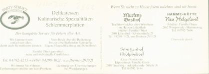 27726 W2862 Worpswede KEINE AK Partyservice Otten Klappkarte