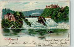 Schaffhausen Sciaffusa Der Rheinfall Eisenbahn HGL, Verlag Meteor 1899 Lithographie / Künstlerkarte