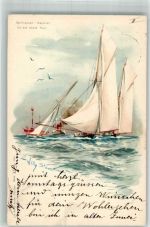 Spinnacker Manöver Segelboote Stöwer, W. 1899 Lithographie