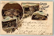 82488 W8107 Ettal 1897 Lithographie Schloss Linderhof Gasthaus Ottmar Zieher