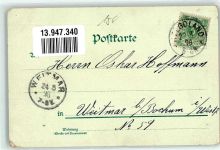 27498 W2192 Helgoland 1898 Lithographie Insel Schiff Frau Tracht Netz Fischer Fahne Grün Rot Weiß Kirche