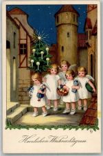 Meissner u. Buch Serie 2544 Weihnachten Engel Puppen Tannenbaum Döring, L. / LD 1924 Künstlerkarte