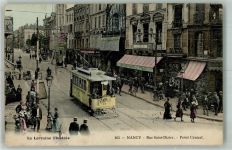 54000 Nancy 1905 Gebrauchsspuren Gasthaus Geschäft Straßenbahn Rue Saint -Dizier