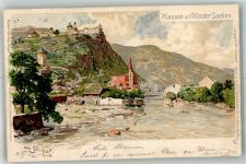 39043 Klausen Chiusa 1902 Lithographie sign. Strützel Kloster Saeben