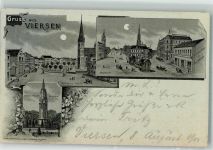 41747 W4060 Viersen 1900 Gebrauchsspuren Lithographie Remigius Platz Neumarkt Mondschein