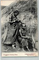 Port Elizabeth 1907 Foto AK Tracht Zulu girls dressing Hair Ort lt. Verlag