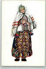 Künstler Turkovic Serie II Nr. 9 Dalmatien: Umgebung von Knin Trachten Kroatien Künstlerkarte