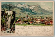 82467 W8100 Partenkirchen 1899 Lithographie Partnachklamm