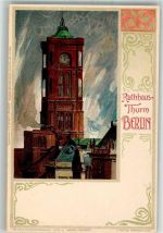 W1000 Berlin Mitte Rathaus Turm Velten Verlag Nr. 160 a TOP Karte Jugendstil Kley, H. 1899 Lithographie / Künstlerkarte