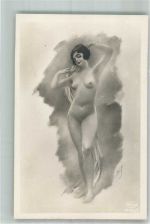 sign. HS Nude FKK Künstlerkarte