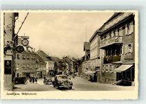 74564 W7180 Crailsheim Foto AK Wilhelmstraße Oldtimer Zentra-Uhren