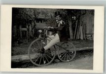 Nostalgie Holzrad Fahrrad Foto AK