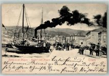 34100 Trieste / Triest / Trst 1905 Foto AK Hafen Dampfschiff